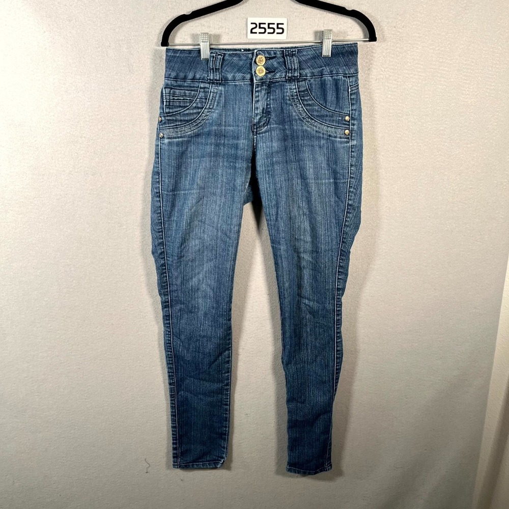 Crocker Jeans Womens 7 Blue‎ Denim Cotton Stretch Medium Wash Skinny Leg Casual